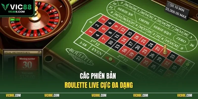 Các phiên bản Roulette live cực đa dạng